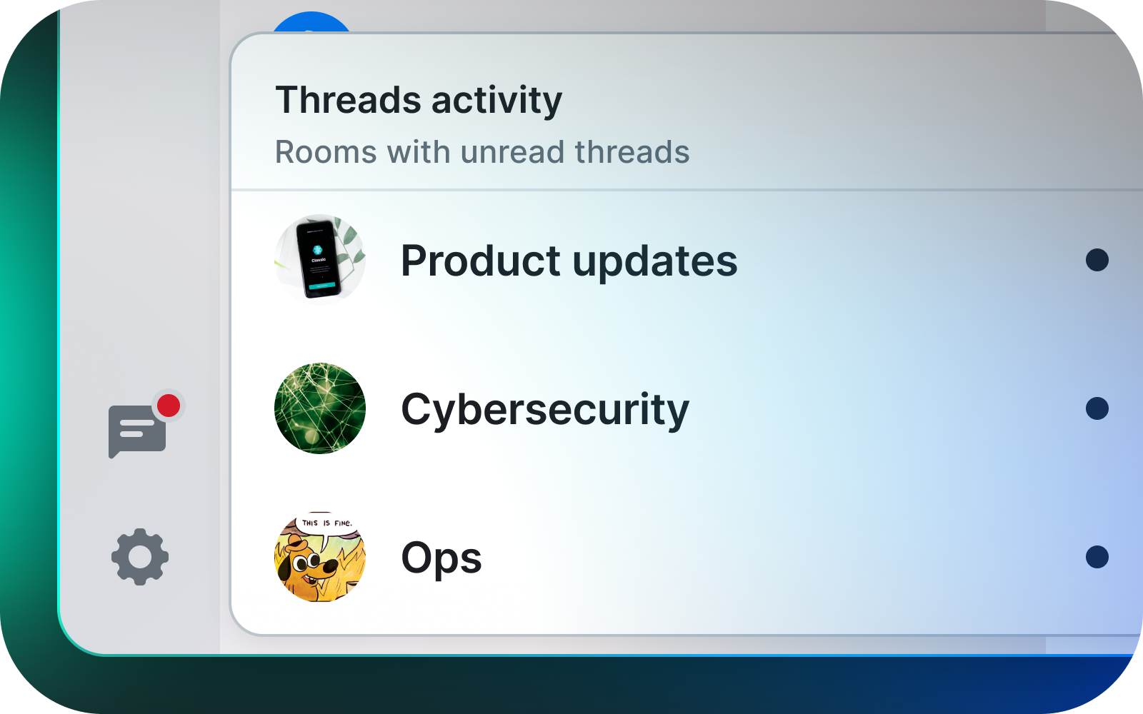 A graphic depicting the threads notification icon showing a users current threads activity
