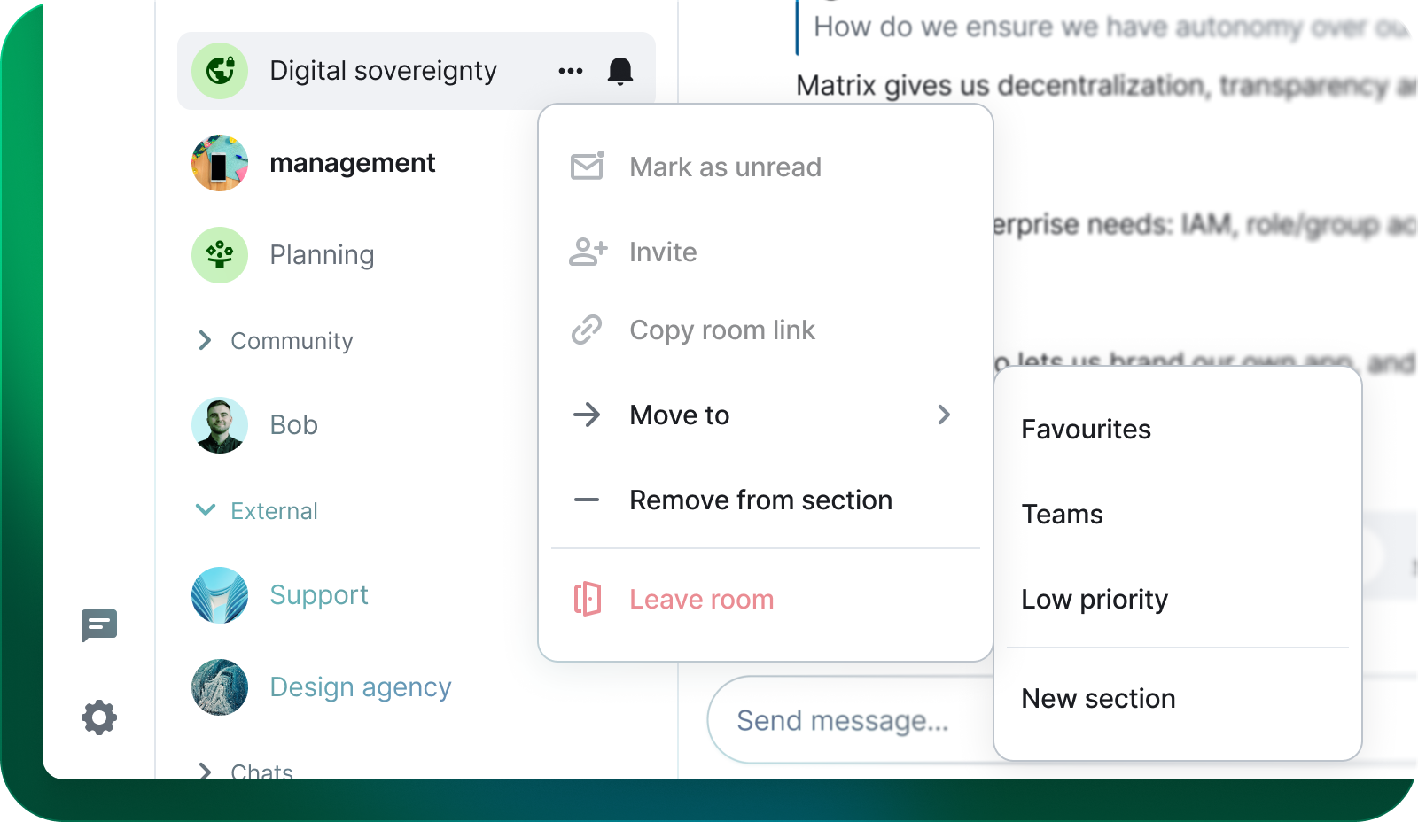 Move a room to a section