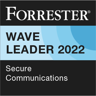 Forrester wave leader 2022, secure communications badge